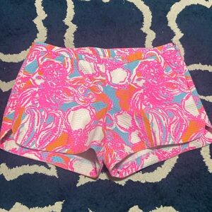 🌸 Lilly Pulitzer Adie Shorts Side Zip Pink/Orange/Blue Floral